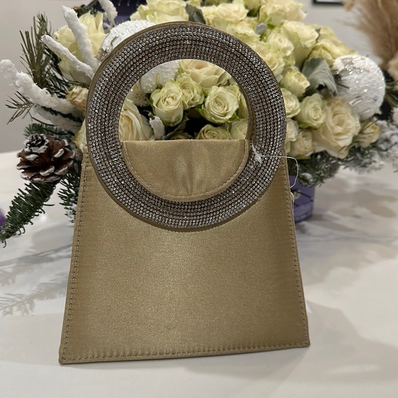Handbags - 138 Evening Collection: Gold with Rhinestones purse + chain strap